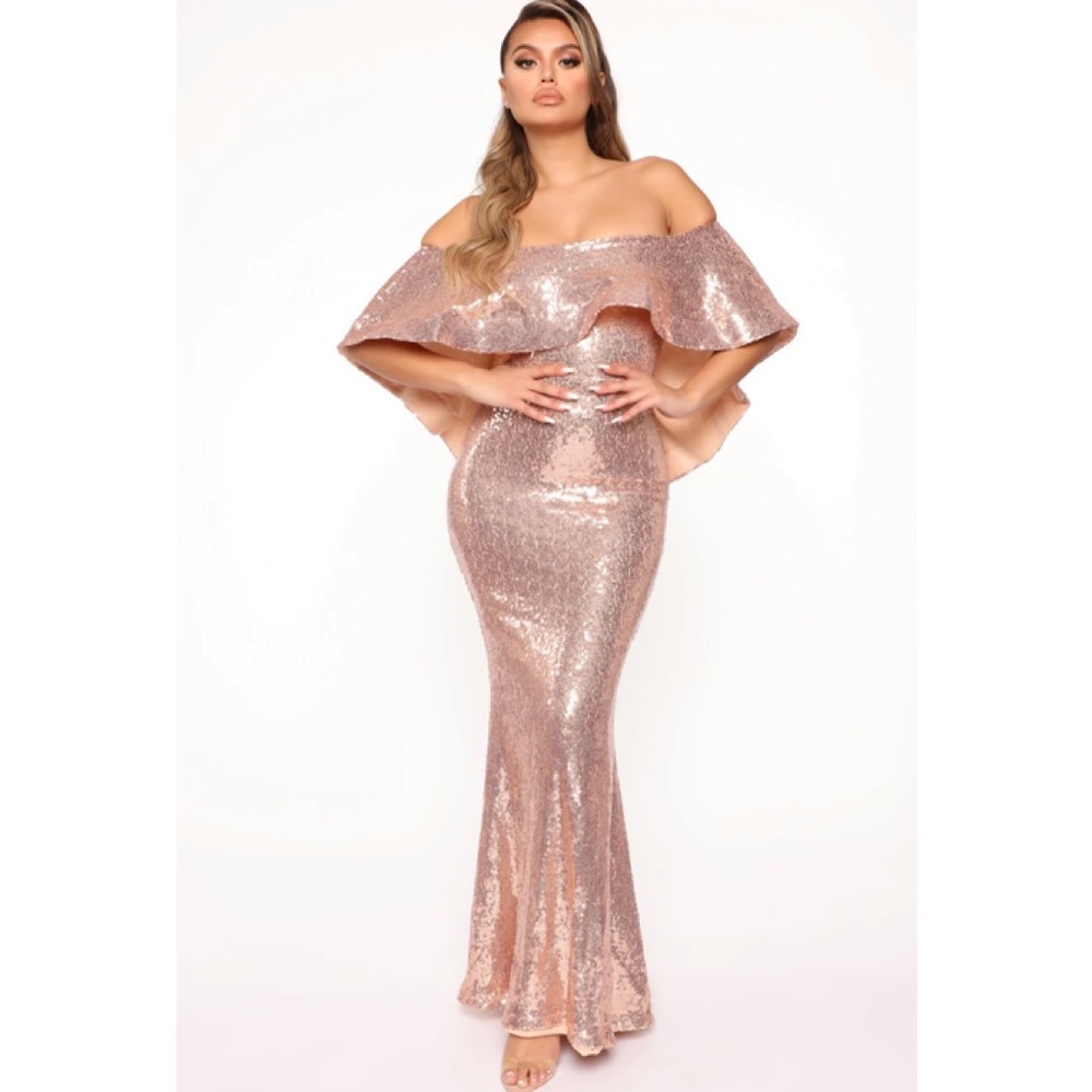 Flouncy sequin maxi dress champagne